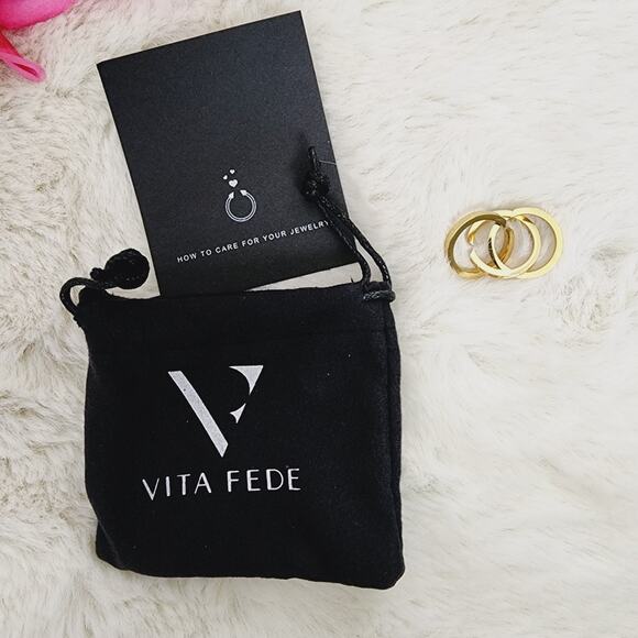 NEW Vita Fede Cassio Ring 24K Gold Plated Stackable Pave Swarovski Crystal Ring - Picture 10 of 10